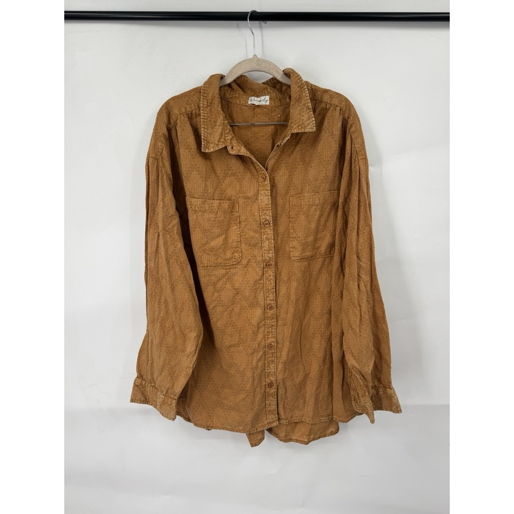 Wonderly Lace Up Back Long Sleeve Button Front Shirt Women Plus Size‎ 4X Western